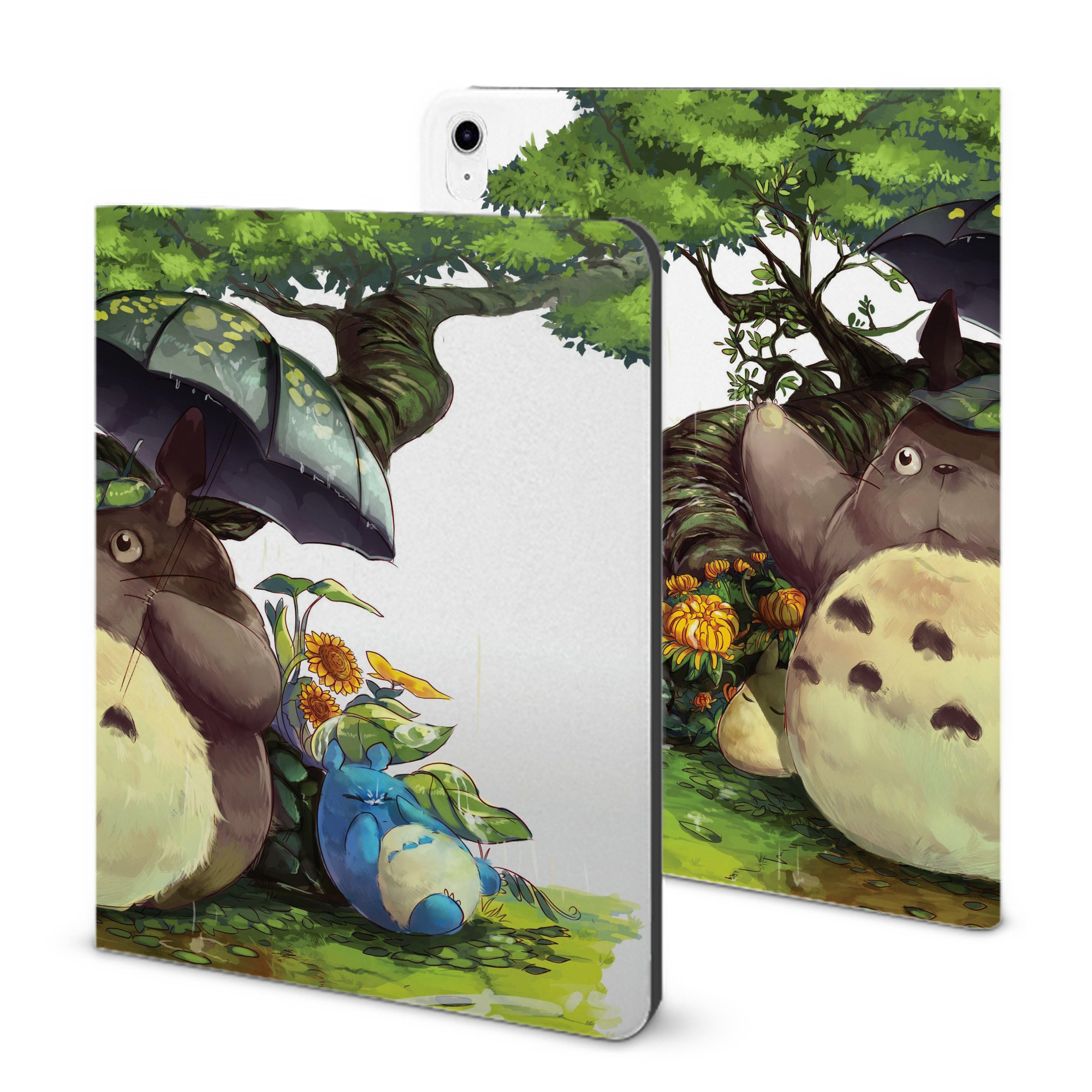（画像用） となりのトトロ 草壁メイ 草壁サツキ My Neighbor Totoro Satsuki Kusakabe Mei Kusakabe IPad ケース ブック型 PUレザー TPU 耐衝撃 軽量 薄型 ペン収納なし 全面保護 IPad 各モデル対応
